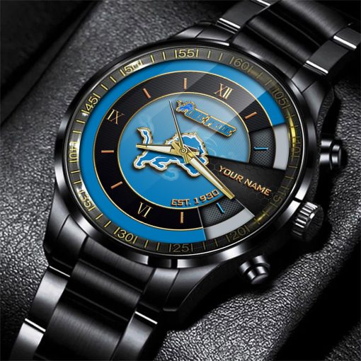 NFL Detroit Lions Custom Name Fan Gifts Steel Watch