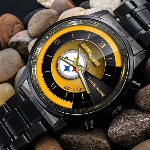 NFL Pittsburgh Steelers Custom Name Fan Gifts Steel Watch