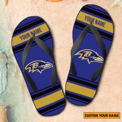 NFL Baltimore Ravens Custom Name Gift For Fans Flip Flops