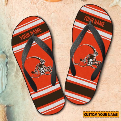 NFL Cleveland Browns Custom Name Gift For Fans Flip Flops