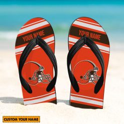 NFL Cleveland Browns Custom Name Gift For Fans Flip Flops