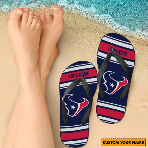 NFL Houston Texans Custom Name Gift For Fans Flip Flops