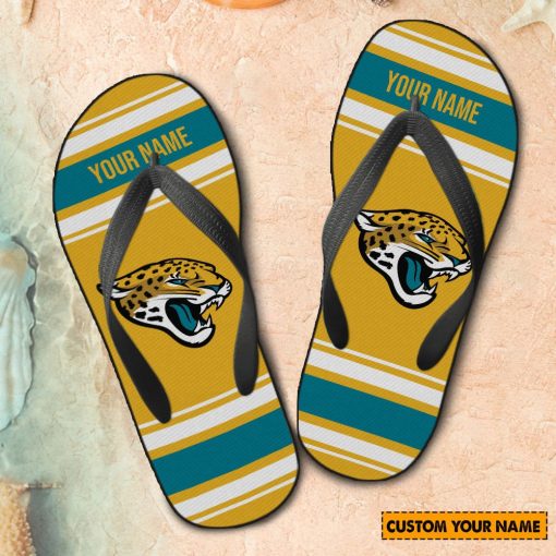 NFL Jacksonville Jaguars Custom Name Gift For Fans Flip Flops