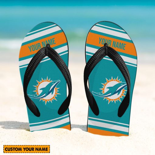 NFL Miami Dolphins Custom Name Gift For Fans Flip Flops