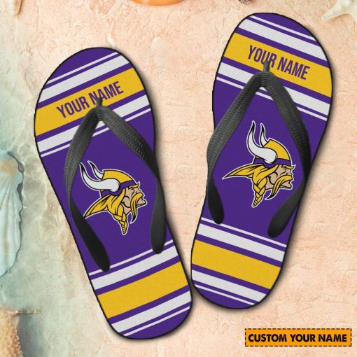 NFL Minnesota Vikings Custom Name Gift For Fans Flip Flops