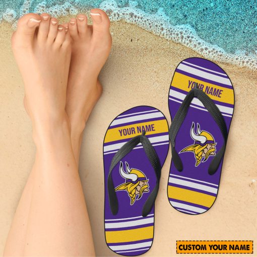 NFL Minnesota Vikings Custom Name Gift For Fans Flip Flops