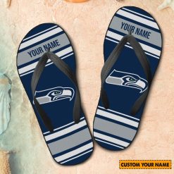 NFL Seattle Seahawks Custom Name Gift For Fans Flip Flops