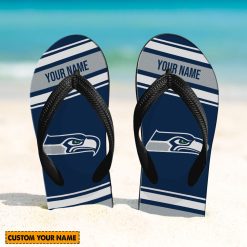 NFL Seattle Seahawks Custom Name Gift For Fans Flip Flops