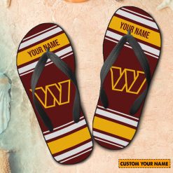 NFL Washington Commanders Custom Name Gift For Fans Flip Flops