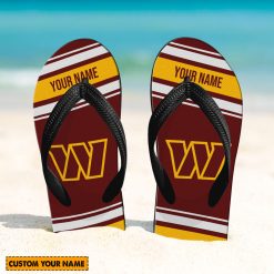 NFL Washington Commanders Custom Name Gift For Fans Flip Flops