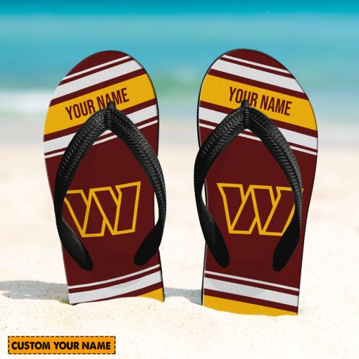 NFL Washington Commanders Custom Name Gift For Fans Flip Flops