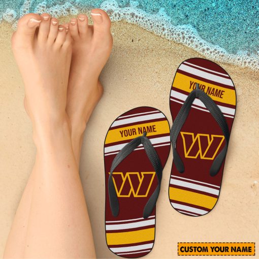 NFL Washington Commanders Custom Name Gift For Fans Flip Flops