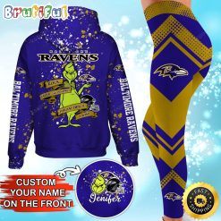 NFL Baltimore Ravens Custom Name Christmas Edition Hoodie Leggings Set