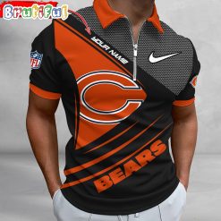 NFL Chicago Bears Custom Name Fan Edition Zipper Polo Shirt