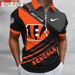 NFL Cincinnati Bengals Custom Name Fan Edition Zipper Polo Shirt