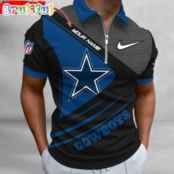 NFL Dallas Cowboys Custom Name Fan Edition Zipper Polo Shirt