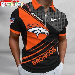 NFL Denver Broncos Custom Name Fan Edition Zipper Polo Shirt