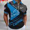 NFL Detroit Lions Custom Name Fan Edition Zipper Polo Shirt