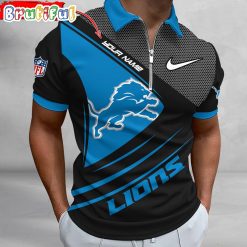 NFL Detroit Lions Custom Name Fan Edition Zipper Polo Shirt