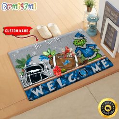 NFL Detroit Lions Custom Name Grinch Christmas Edition Rubber Doormat