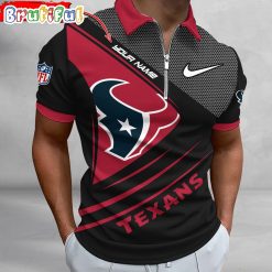 NFL Houston Texans Custom Name Fan Edition Zipper Polo Shirt