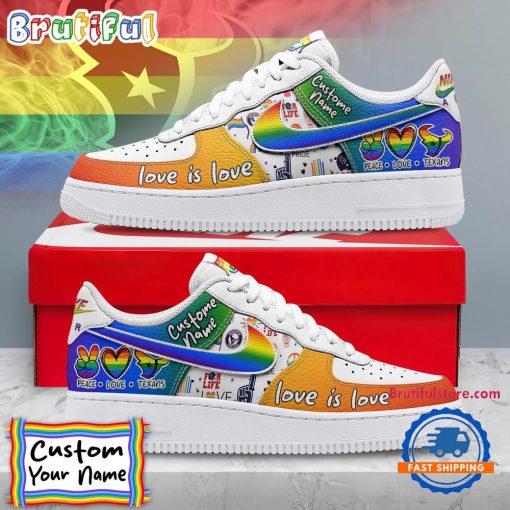 NFL Houston Texans Custom Name Pride Edition Air Force 1 Sneakers