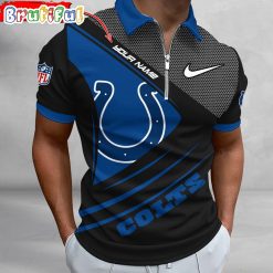 NFL Indianapolis Colts Custom Name Fan Edition Zipper Polo Shirt