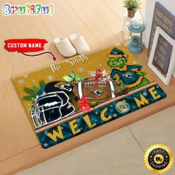 NFL Jacksonville Jaguars Custom Name Grinch Christmas Edition Rubber Doormat