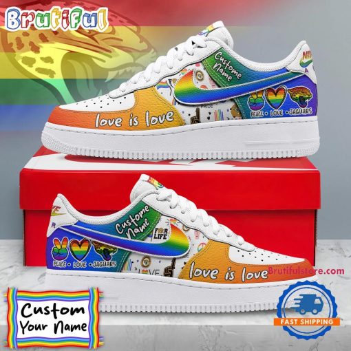 NFL Jacksonville Jaguars Custom Name Pride Edition Air Force 1 Sneakers