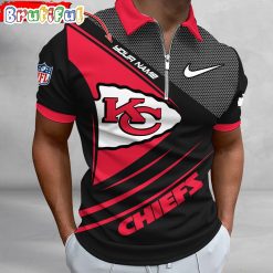 NFL Kansas City Chiefs Custom Name Fan Edition Zipper Polo Shirt
