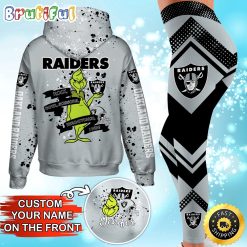 NFL Las Vegas Raiders Custom Name Christmas Edition Hoodie Leggings Set