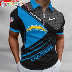 NFL Los Angeles Chargers Custom Name Fan Edition Zipper Polo Shirt