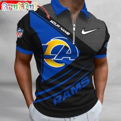 NFL Los Angeles Rams Custom Name Fan Edition Zipper Polo Shirt