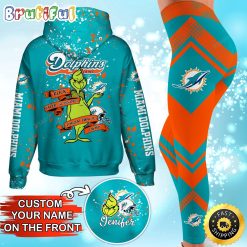 NFL Miami Dolphins Custom Name Christmas Edition Hoodie Leggings Set