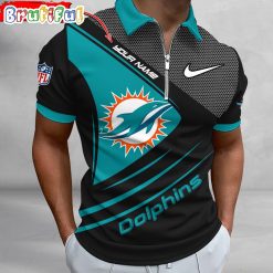 NFL Miami Dolphins Custom Name Fan Edition Zipper Polo Shirt