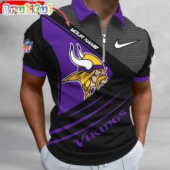 NFL Minnesota Vikings Custom Name Fan Edition Zipper Polo Shirt