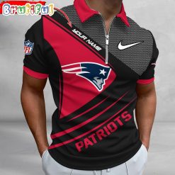 NFL New England Patriots Custom Name Fan Edition Zipper Polo Shirt
