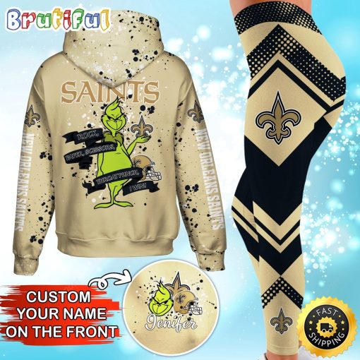 NFL New Orleans Saints Custom Name Christmas Edition Hoodie Leggings Set