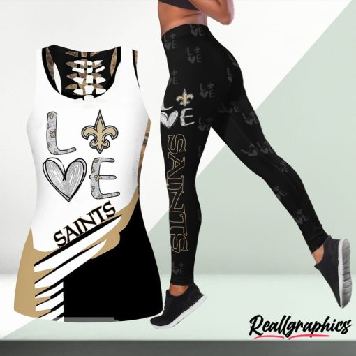 NFL New Orleans Saints Fan Edition Hollow Tank Top and Leggings