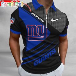 NFL New York Giants Custom Name Fan Edition Zipper Polo Shirt