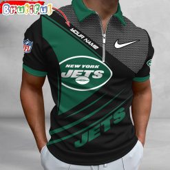 NFL New York Jets Custom Name Fan Edition Zipper Polo Shirt