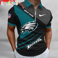 NFL Philadelphia Eagles Custom Name Fan Edition Zipper Polo Shirt