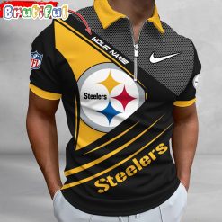 NFL Pittsburgh Steelers Custom Name Fan Edition Zipper Polo Shirt