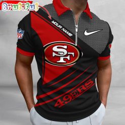NFL San Francisco 49ers Custom Name Fan Edition Zipper Polo Shirt