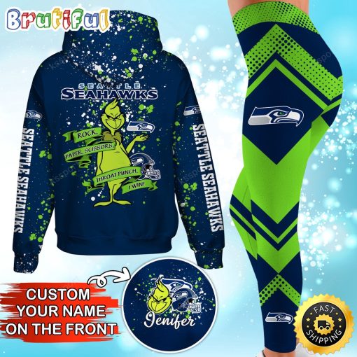 NFL Seattle Seahawks Custom Name Christmas Edition Hoodie Leggings Set