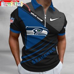 NFL Seattle Seahawks Custom Name Fan Edition Zipper Polo Shirt
