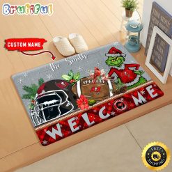 NFL Tampa Bay Buccaneers Custom Name Grinch Christmas Edition Rubber Doormat