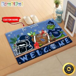 NFL Tennessee Titans Custom Name Grinch Christmas Edition Rubber Doormat