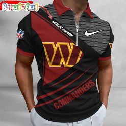 NFL Washington Commanders Custom Name Fan Edition Zipper Polo Shirt