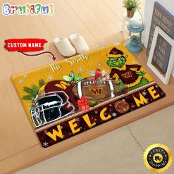 NFL Washington Commanders Custom Name Grinch Christmas Edition Rubber Doormat